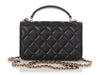 Chanel Mini Black Quilted Lambskin Top Handle Phone Holder