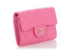 Chanel Pink Quilted Caviar Flap Card Case