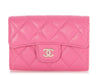 Chanel Pink Quilted Caviar Flap Card Case