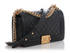 Chanel Old Medium Black Quilted Calfskin Boy Bag