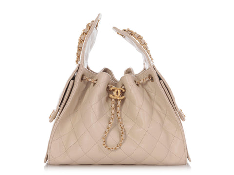 Chanel Small Beige Quilted Calfskin 25 Bag