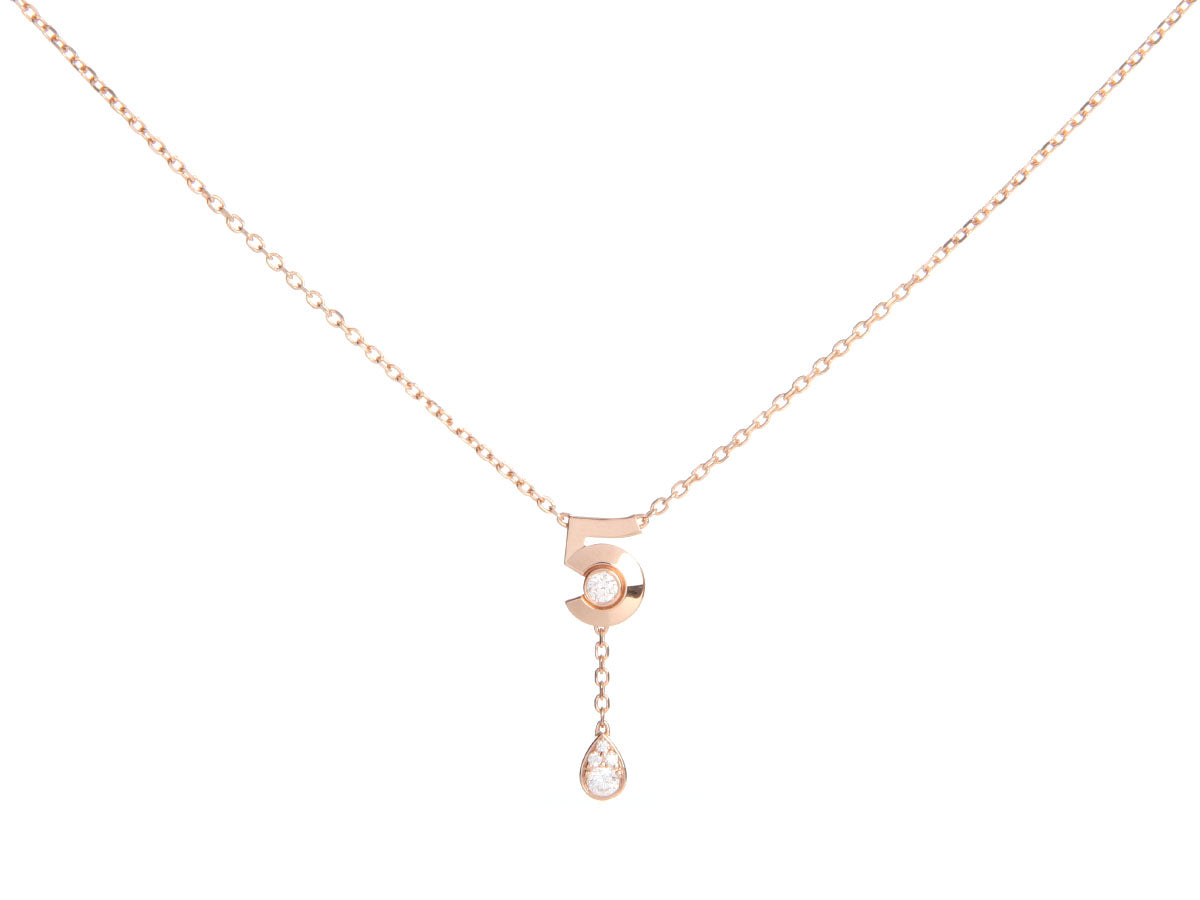 Chanel Small 18K Beige Gold Diamond N°5 Necklace
