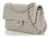 Chanel Small Light Gray Quilted Lambskin Double Flap Classic