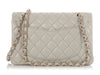 Chanel Small Light Gray Quilted Lambskin Double Flap Classic