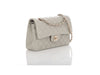 Chanel Small Light Gray Quilted Lambskin Double Flap Classic