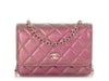 Chanel Mini Iridescent Pink Quilted Calfskin Wallet on Chain