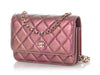 Chanel Mini Iridescent Pink Quilted Calfskin Wallet on Chain