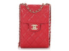 Chanel Red Quilted Caviar Classic Crossbody Phone Holder