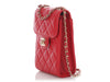 Chanel Red Quilted Caviar Classic Crossbody Phone Holder