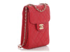 Chanel Red Quilted Caviar Classic Crossbody Phone Holder