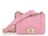 Chanel Micro Mini Rose Chevron-Quilted Lambskin Boy Bag