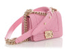Chanel Micro Mini Rose Chevron-Quilted Lambskin Boy Bag