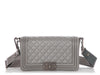 Chanel Old Medium Pewter Quilted Lambskin Boy Bag