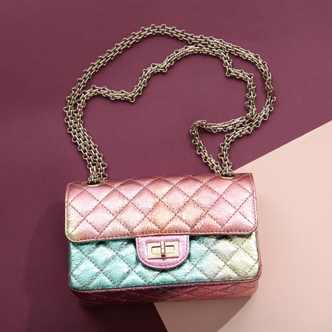 Chanel Mini Rainbow Quilted Metallic Calfskin Reissue