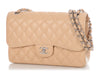 Chanel Jumbo Light Beige Quilted Caviar Classic Double Flap