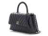 Chanel Mini Navy Chevron-Quilted Caviar and Lizard Coco Handle