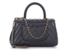 Chanel Mini Navy Chevron-Quilted Caviar and Lizard Coco Handle