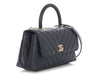 Chanel Mini Navy Chevron-Quilted Caviar and Lizard Coco Handle