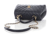 Chanel Mini Navy Chevron-Quilted Caviar and Lizard Coco Handle