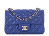 Chanel Mini Blue Quilted Lambskin Rectangular Classic