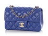 Chanel Mini Blue Quilted Lambskin Rectangular Classic