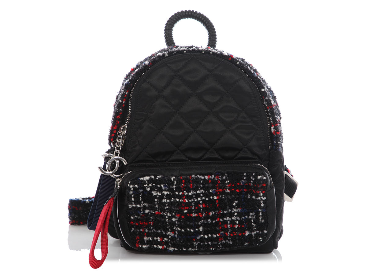 Chanel Mini Black Tweed and Satin Backpack