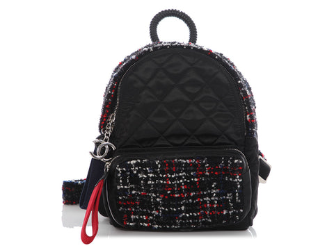 Chanel Mini Black Tweed and Satin Backpack