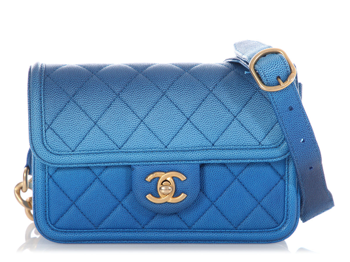 Chanel Blue Ombre Quilted Caviar Sunset on the Sea Waist Bag