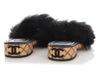 Chanel 2022 Black Fur Slides