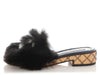 Chanel 2022 Black Fur Slides