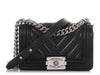 Chanel Small Black Chevron-Quilted Caviar Boy Bag