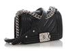 Chanel Small Black Chevron-Quilted Caviar Boy Bag