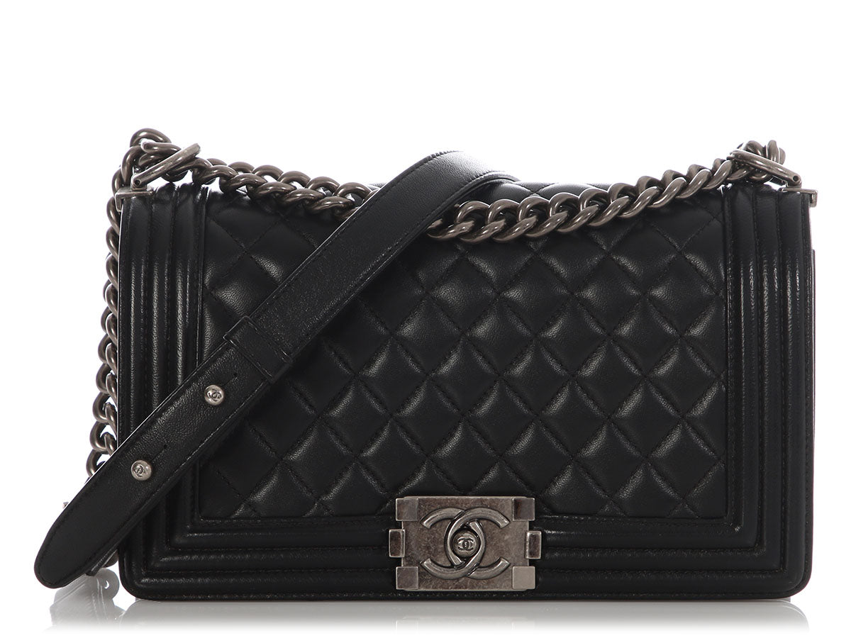 Chanel Black Old Medium Quilted Calfskin Boy Bag