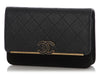 Chanel Black Quilted Caviar and Suede Leather Wallet on Chain WOC