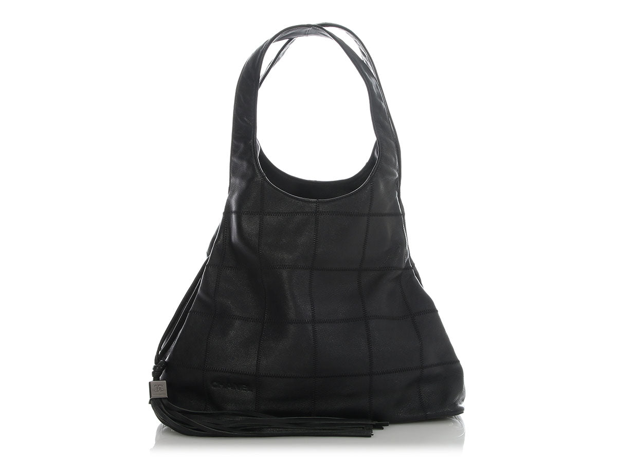 Chanel Chocolate Bar Black Hobo Bag