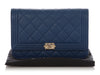 Chanel Blue Quilted Caviar Boy Wallet on Chain