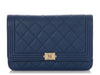 Chanel Blue Quilted Caviar Boy Wallet on Chain