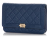 Chanel Blue Quilted Caviar Boy Wallet on Chain