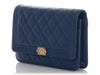 Chanel Blue Quilted Caviar Boy Wallet on Chain