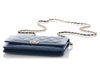Chanel Blue Quilted Caviar Boy Wallet on Chain