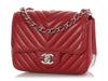 Chanel Mini Red Chevron-Quilted Caviar Classic