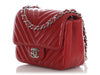 Chanel Mini Red Chevron-Quilted Caviar Classic