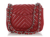 Chanel Mini Red Chevron-Quilted Caviar Classic