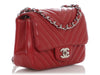 Chanel Mini Red Chevron-Quilted Caviar Classic