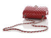 Chanel Mini Red Chevron-Quilted Caviar Classic