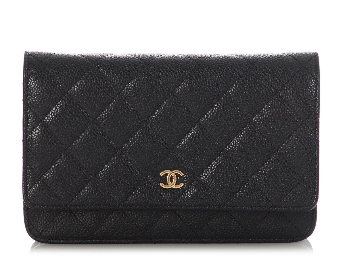 Chanel Black Quilted Caviar Wallet on Chain WOC