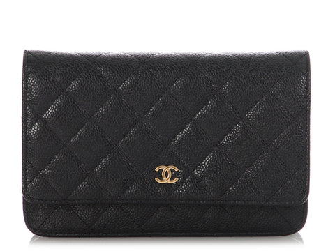 Chanel Black Quilted Caviar Wallet on Chain WOC