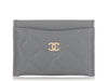 Chanel Gray Quilted Caviar Classic Card Holder