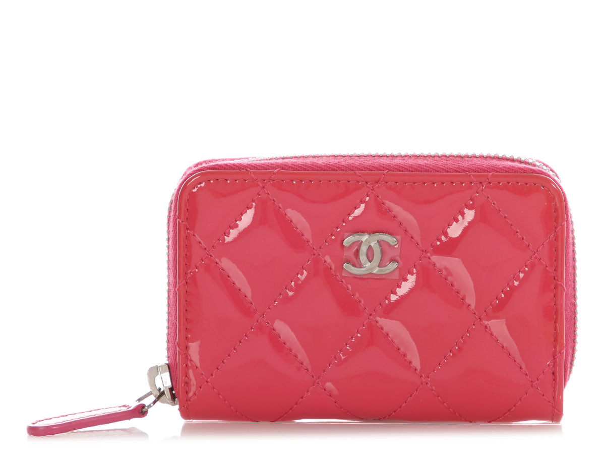 Chanel Pink Quilted Patent Zipped Coin Purse