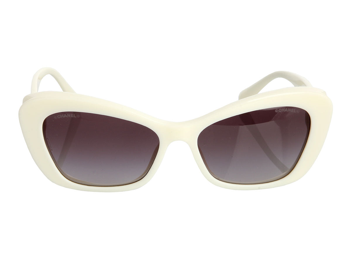 Chanel White Pearl Cat Eye Sunglasses